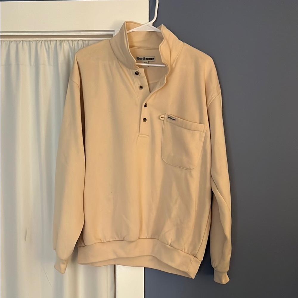 Weatherman Half Button Crewneck Sweatshirt Butter Yellow